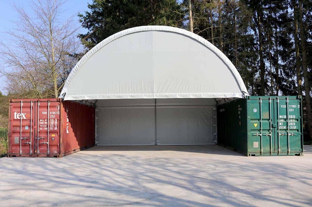 8x6m Überdachung Containerbasis.de Containerüberdachung Zelt
