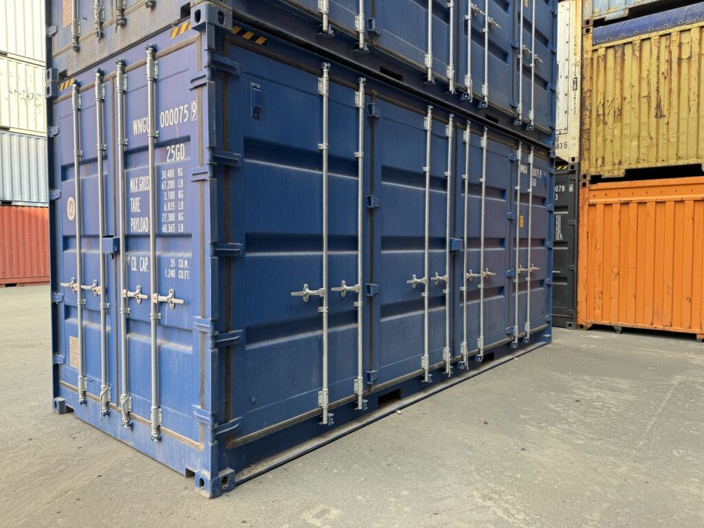 20 Fuß High Cube Side Door Container, enzianblau RAL 5010