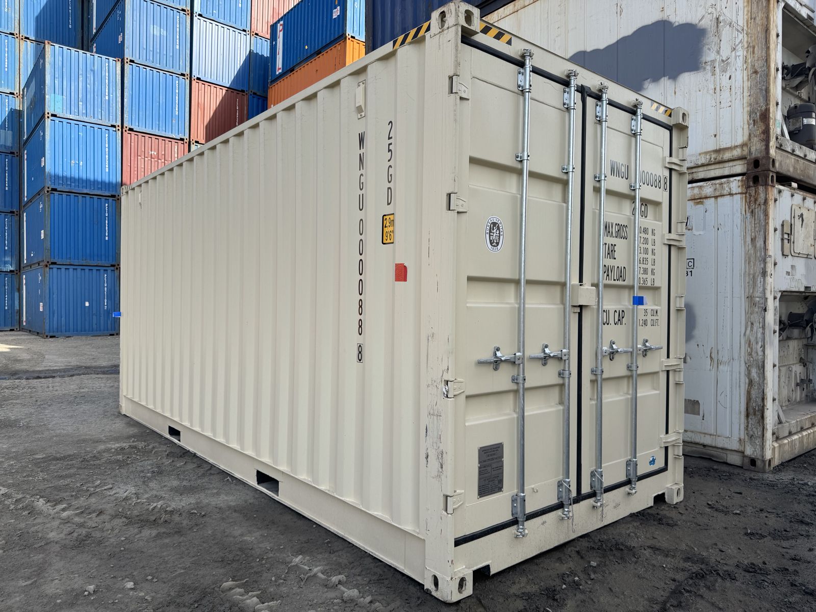 20 Fuß high cube side door container hellelfenbein RAL 1015, Bild 1