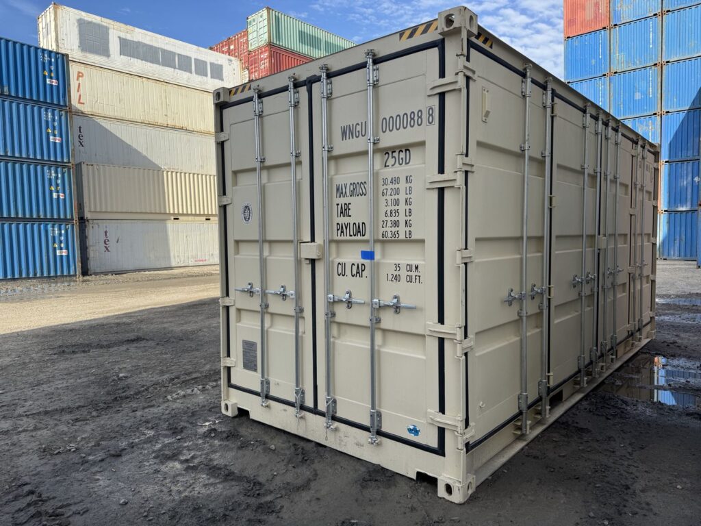 20 Fuß High Cube Side Door Container, hellelfenbein RAL 1015